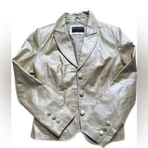 Bernardo Leather Metallic Gold/Cream Jacket - M/L vintage
